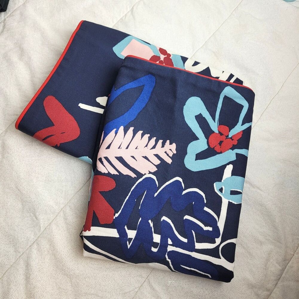 Ikea Malarborste Pair Pillow Cushion Cover 20" x 20" Dark Blue Floral Multi New